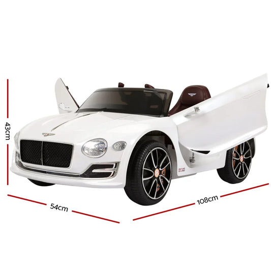 Kids Electric Ride On Car Bentley Licensed EXP12 Toy Cars Remote 12V White - Mekamart Australia