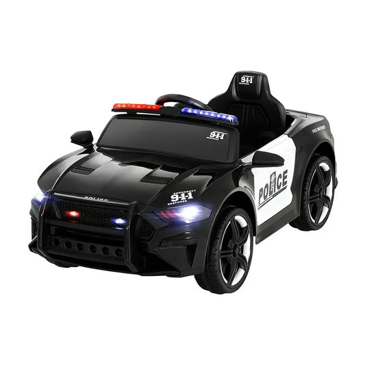 Rigo Kids Ride On Car Electric Patrol Police Cars Battery Powered Toys 12V Black - Mekamart Australia