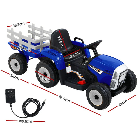 Rigo Kids Electric Ride On Car Tractor Toy Cars 12V Blue - Mekamart Australia