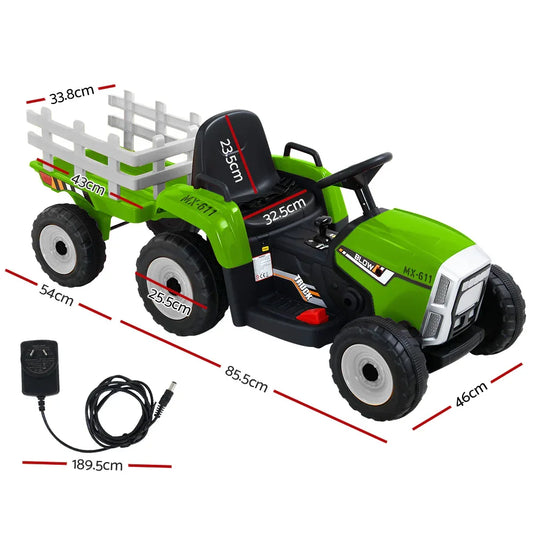 Electric Ride On Car Rigo Kids Ride On Cars Tractor Toy 12V Green - Mekamart Australia