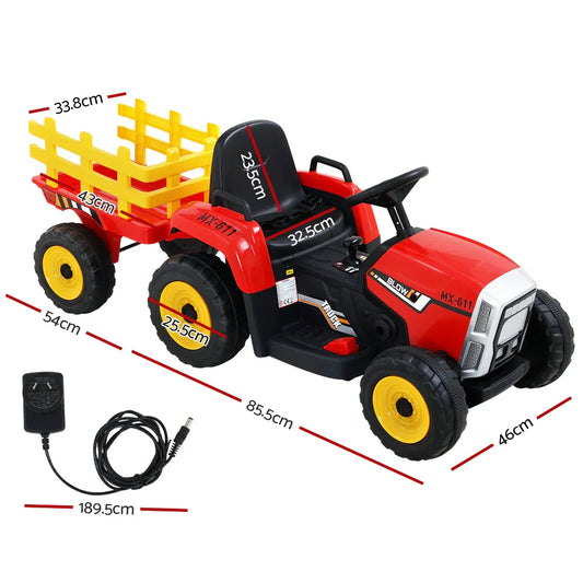 Rigo Kids Electric Ride On Car Tractor Toy Cars 12V Red - Mekamart Australia