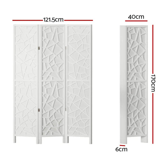 Artiss 3 Panel Room Divider Screen 122x170cm Clover White - Mekamart Australia