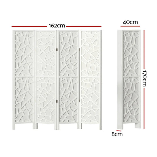 Artiss 4 Panel Room Divider Screen 162x170cm Clover White - Mekamart Australia