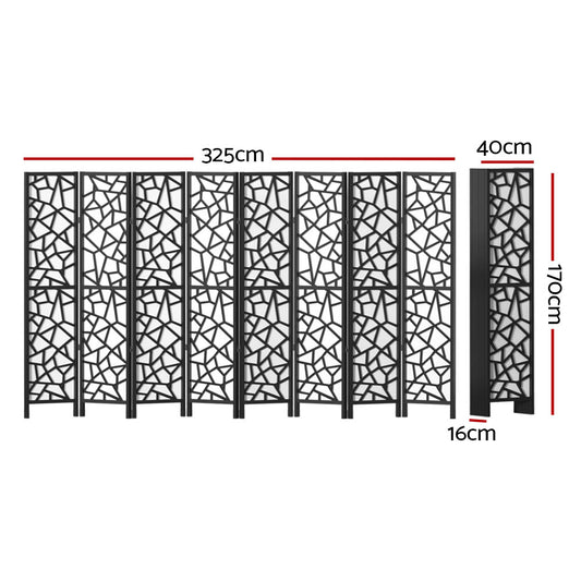 Artiss 8 Panel Room Divider Screen 325x170cm Clover Black - Mekamart Australia