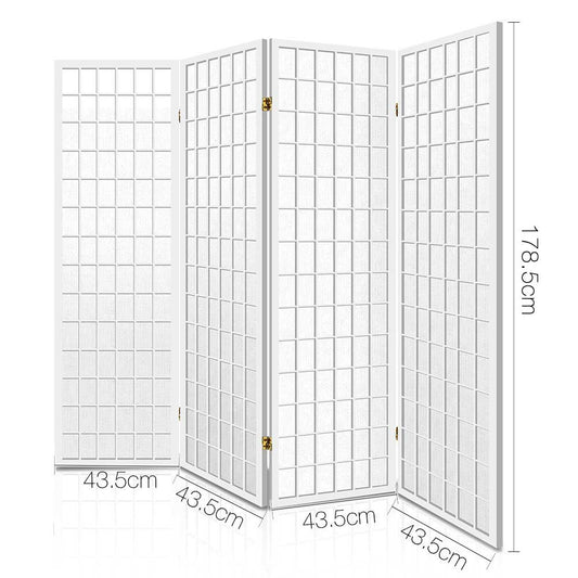 Artiss 4 Panel Room Divider Screen 174x179cm White - Mekamart Australia