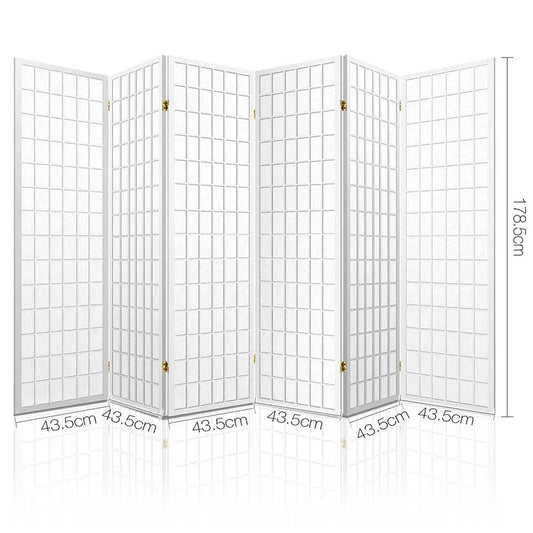 Artiss 6 Panel Room Divider Screen 261x179cm White - Mekamart Australia