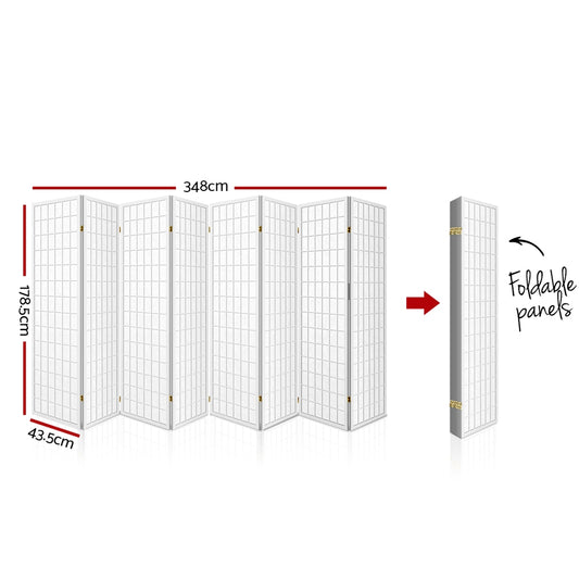Artiss 8 Panel Room Divider Screen 348x179cm White - Mekamart Australia
