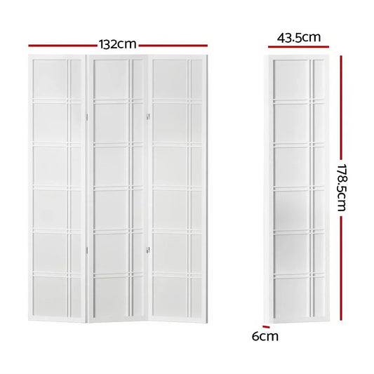 Artiss 3 Panel Room Divider Screen 132x179cm Nova White - Mekamart Australia