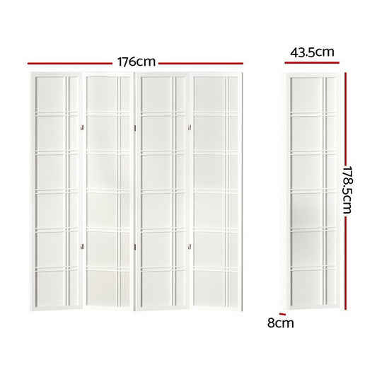 Artiss 4 Panel Room Divider Screen 176x179cm Nova White - Mekamart Australia
