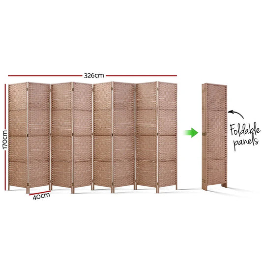 Artiss 8 Panel Room Divider Screen 326x170cm Woven Natural - Mekamart Australia