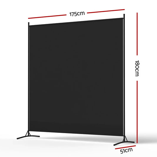 Artiss Room Divider Screen 175x180cm Fabric Black - Mekamart Australia