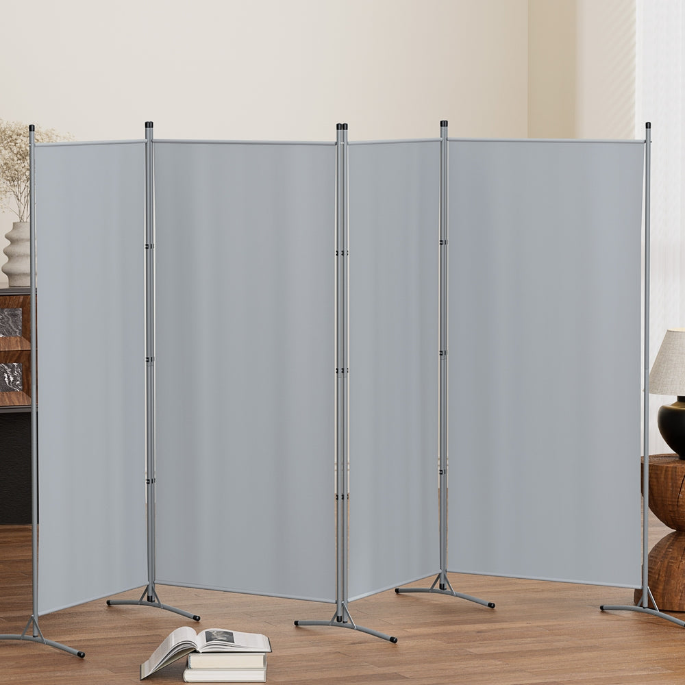Artiss 4 Panel Room Divider Screen 345x180cm Fabric Grey