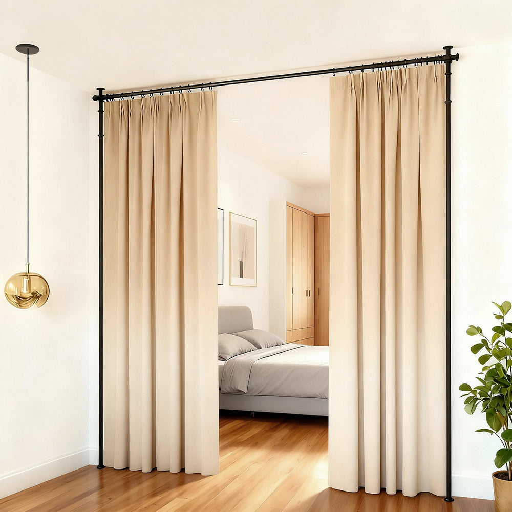 Artiss Room Divider Curtain Rod Extendable Black