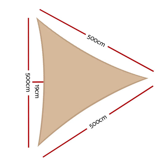 Instahut Waterproof Shade Sail 5x5x5m Rectangle Sand 95% Shade Cloth - Mekamart Australia