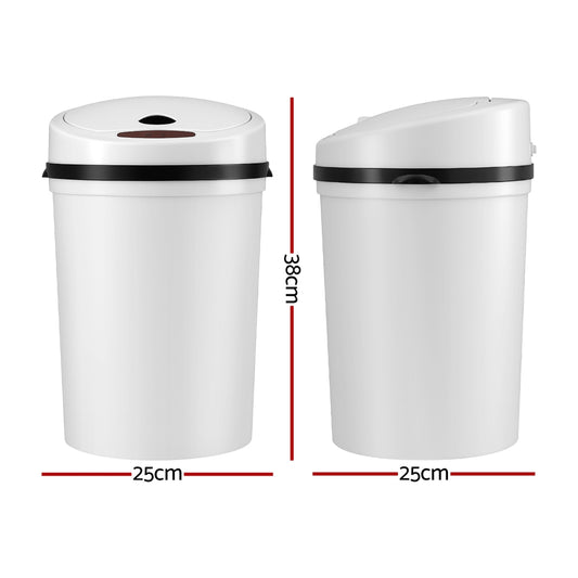 Devanti Sensor Bin Motion Rubbish Bins Kitchen Automatic Trash Can White 9L