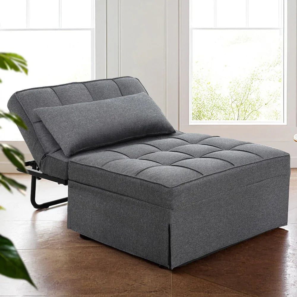 Artiss Sofa Bed Lounge Convertible Ottoman 1 Seater Couch Recliner Linen Grey - Mekamart Australia