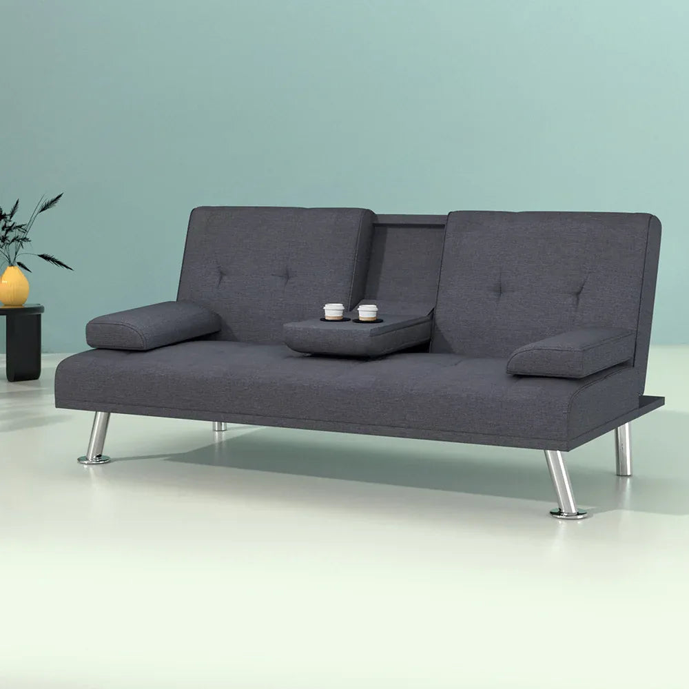 Artiss Sofa Bed 175CM Dark Grey Fabric - Mekamart Australia