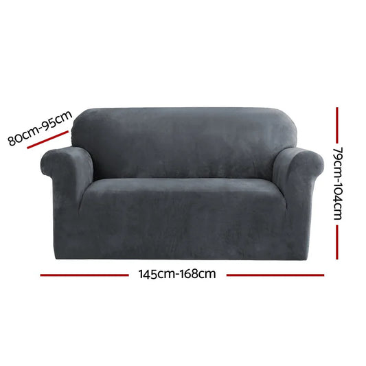 Artiss Sofa Cover Couch Covers 2 Seater Velvet Grey - Mekamart Australia