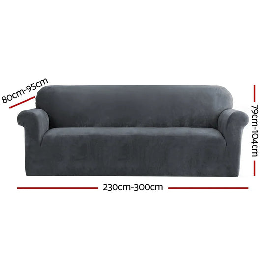 Artiss Sofa Cover Couch Covers 4 Seater Velvet Grey - Mekamart Australia