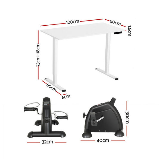 Artiss 120cm Electric Standing Desk with Mini Peal Exercise Bike Home Office