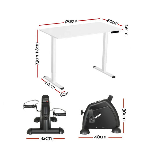 Artiss 120cm Electric Standing Desk with Mini Peal Exercise Bike Home Office - Mekamart Australia