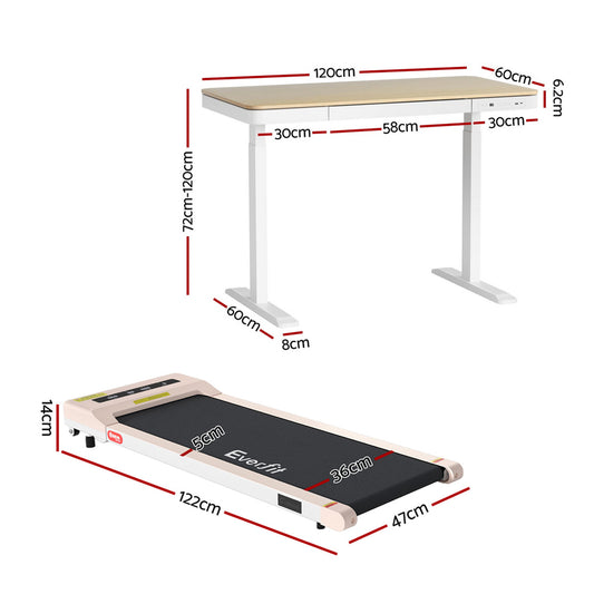 Artiss Electric Treadmill with 120cm Automatic Standing Desk Walking Pad 360mm