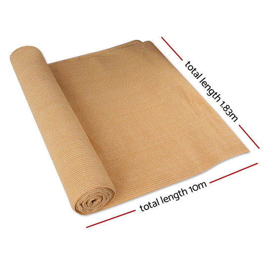 Instahut 50% Shade Cloth 1.83x10m Shadecloth Sail Hevy Duty Beige - Mekamart Australia