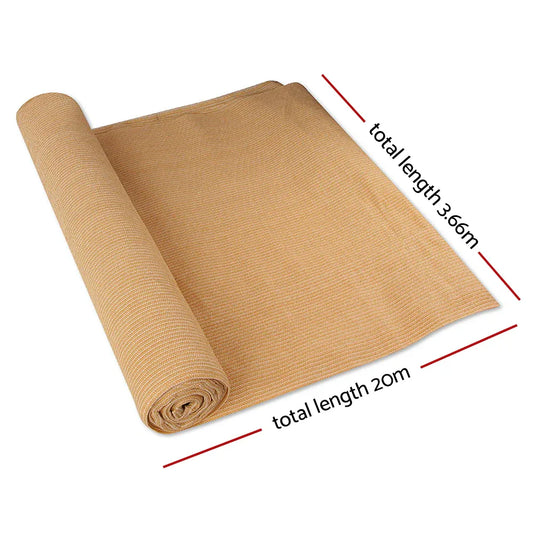 Instahut 50% Shade Cloth 3.66x20m Shadecloth Sail Heavy Duty Beige - Mekamart Australia