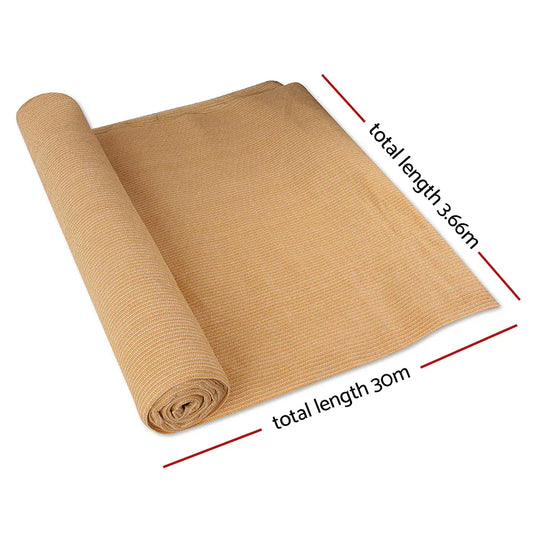 Instahut 50% Shade Cloth 3.66x30m Shadecloth Sail Heavy Duty Beige - Mekamart Australia