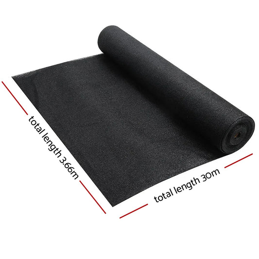 Instahut 90% Shade Cloth 3.66x30m Shadecloth Sail Heavy Duty Black - Mekamart Australia