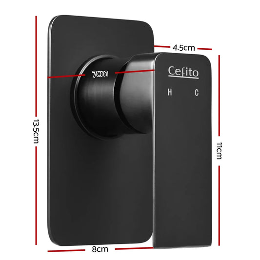 Cefito Shower Mixer Tap Wall Bath Taps Brass Hot Cold Basin Bathroom Black - Mekamart Australia