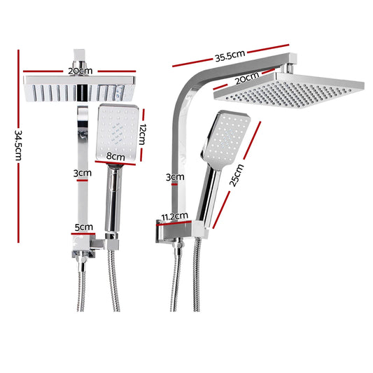 Cefito 8'' Rain Shower Head Set Handheld Square High Pressure Chrome - Mekamart Australia