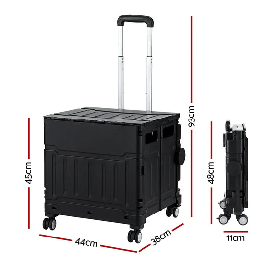 Emajin Shopping Trolley Cart 75L Foldable Black - Mekamart Australia