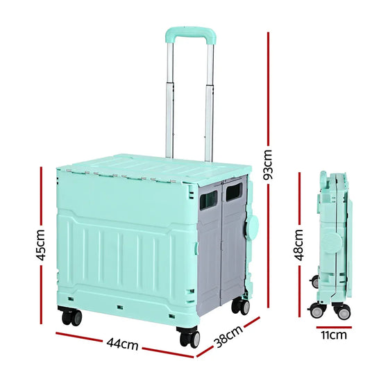 Emajin Shopping Trolley Cart 75L Foldable Green - Mekamart Australia