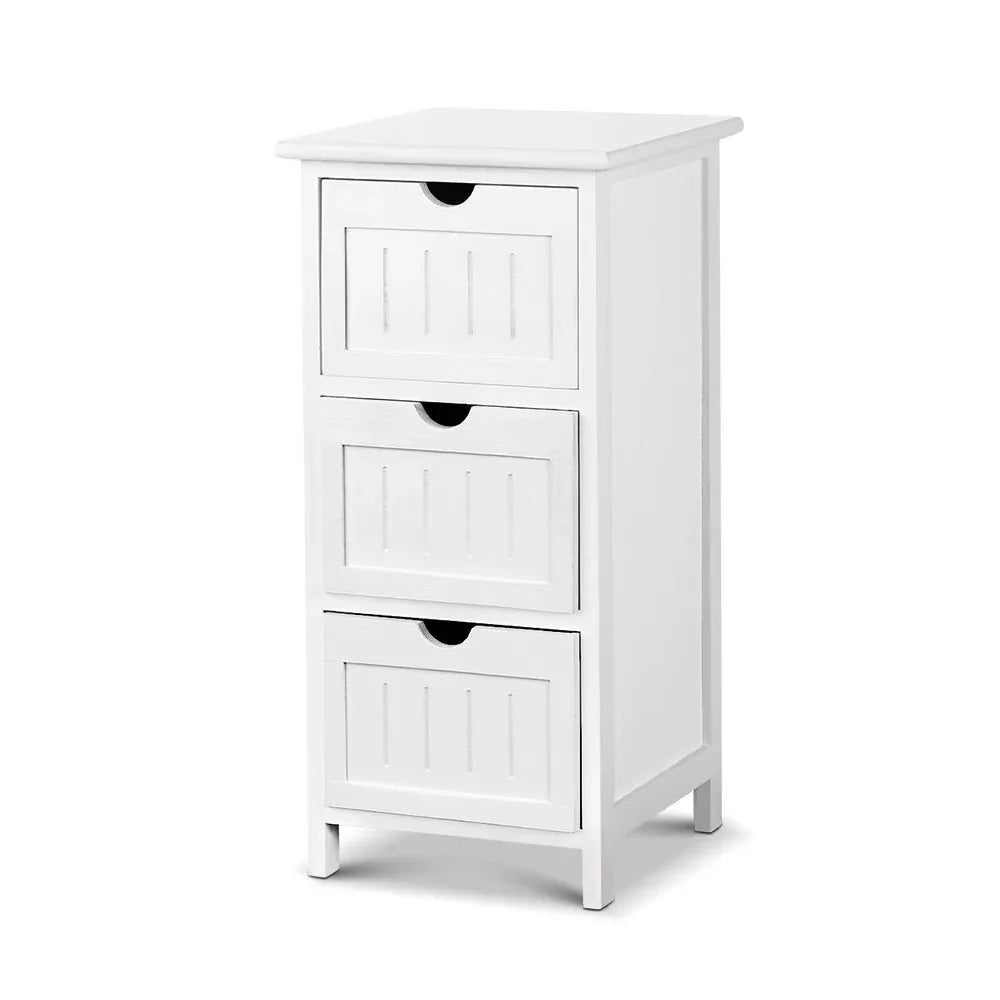 Artiss Bedside Table Bathroom Storage Cabinet 3 Drawers White - Mekamart Australia