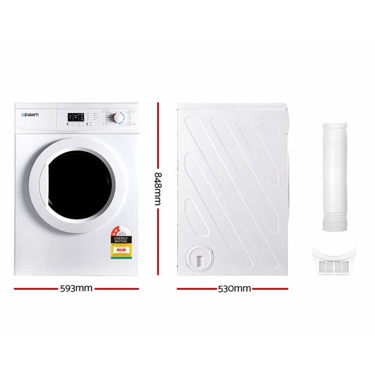 Devanti 7kg Vented Tumble Dryer - White - Mekamart Australia