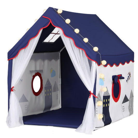 Keezi Kids Play Tent Playhouse Castle with Floor Mat String Ball Light 134X103CM