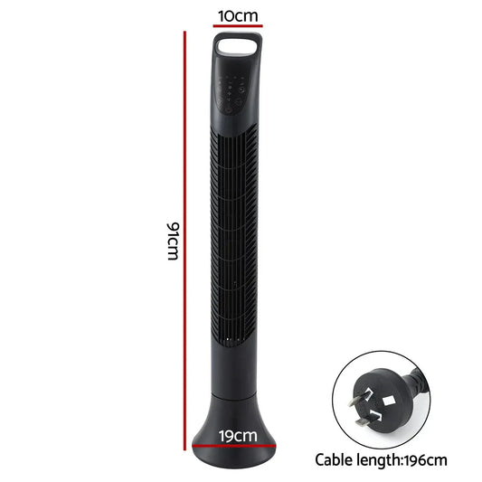 Devanti Tower Fan Oscillating 3 Speeds with Remote 91cm - Mekamart Australia