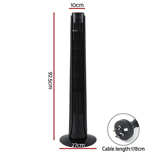 Devanti Tower Fan Oscillating 3 Speeds with Remote 93cm - Mekamart Australia