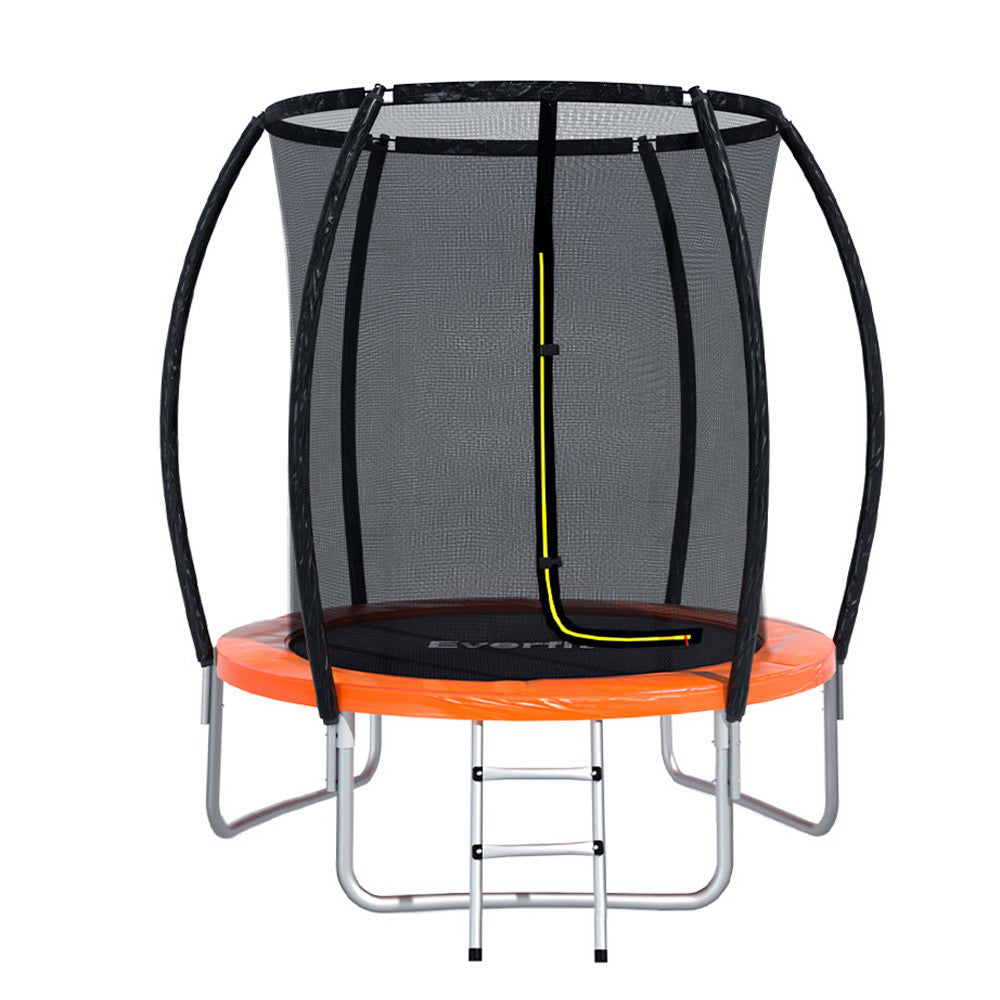 Everfit 6FT Trampoline for Kids w/ Ladder Trampoline Enclosure Safety Net Rebounder Orange