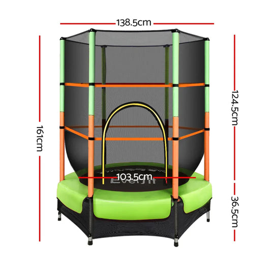 Everfit 4.5FT Trampoline for Kids Trampoline w/ Enclosure Safety Net Rebounder Gift Green - Mekamart Australia