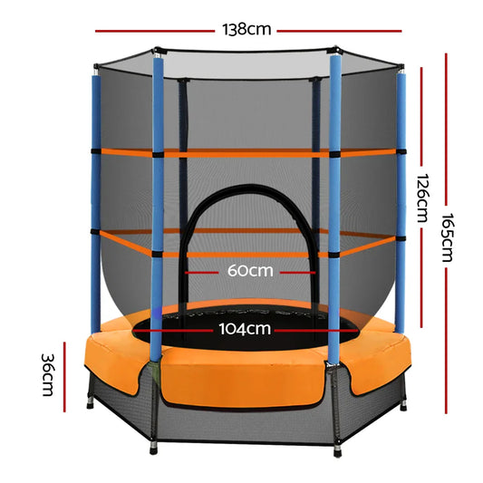 Everfit 4.5FT Trampoline for Kids Trampoline w/ Enclosure Safety Net Rebounder Gift Orange - Mekamart Australia