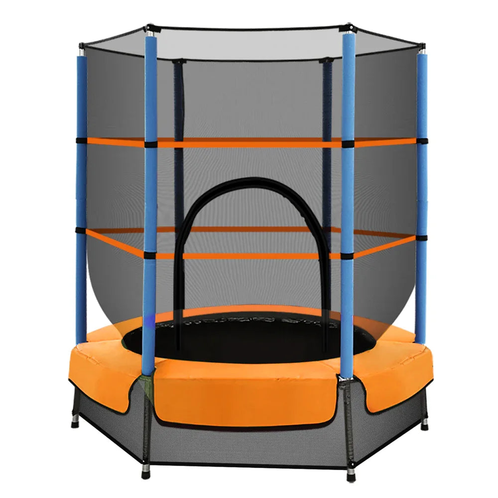 Everfit 4.5FT Trampoline for Kids Trampoline w/ Enclosure Safety Net Rebounder Gift Orange - Mekamart Australia
