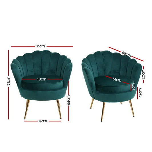 Artiss Armchair Velvet Green Callista - Mekamart Australia