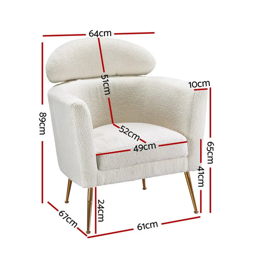 Artiss Armchair Boucle Fabric White Yoli - Mekamart Australia