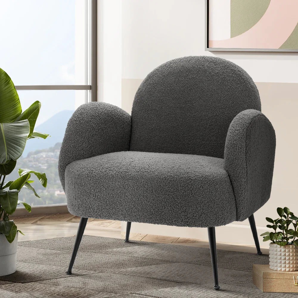 Artiss Armchair Boucle Charcoal Hanes - Mekamart Australia
