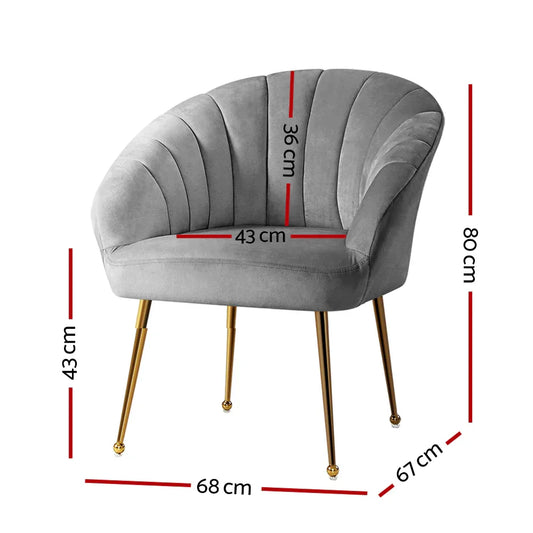 Artiss Armchair Velvet Grey Eloise - Mekamart Australia