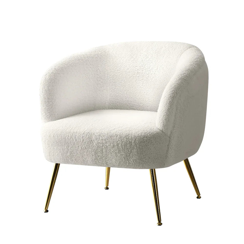 Artiss Armchair Lounge Chair Accent Chairs Armchairs Sherpa Boucle Sofa White - Mekamart Australia