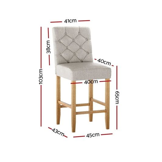 Artiss 2x Bar Stools Linen Upholstered Chairs - Mekamart Australia