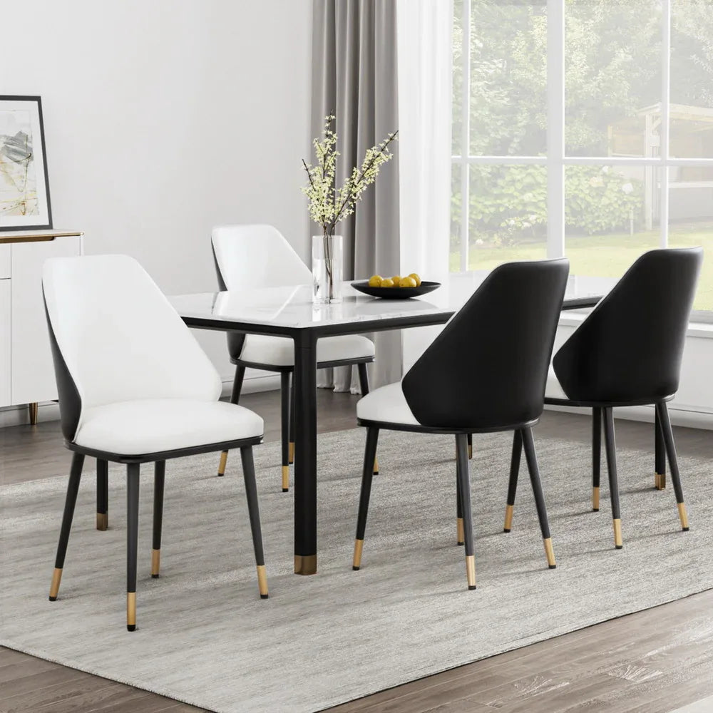 Artiss Dining Chairs Set of 4 Leather Seat Beige and Black - Mekamart Australia